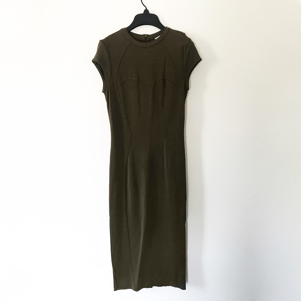 Olive Fitted Midi Dress